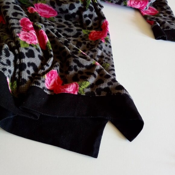Betsy Johnson   Sleep Shirt  Roses &  Leopard Print   PINK Gray Black Green - Picture 8 of 10